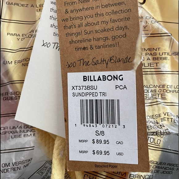 🆕 NWT Billabong x The Salty Blonde Sun-Dipped Pina Colada Bikini Top - Small - Picture 3 of 4